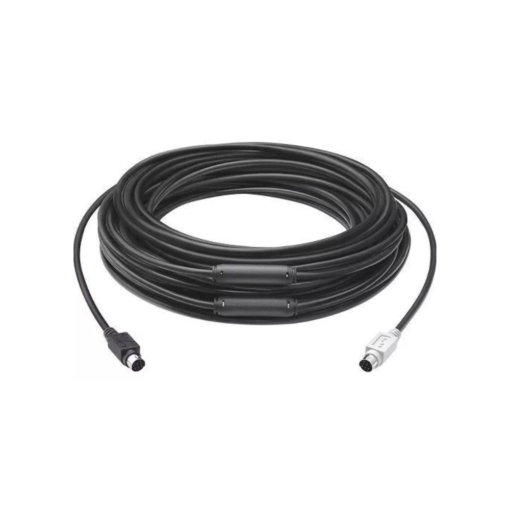 CABLE EXTENSOR Logitech Corporativo Para Conference Group De 15 Metros Aumenta La Distancia Entre El Hub y La Cámara o Sistema Principal de Audio Garantía 2Años-NEGRO