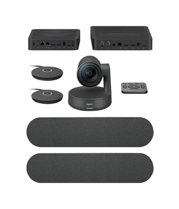 CAMARA RALLY PLUSS Logitech Corporativo USB 3.0 Ultra-HD Hasta 4K Compatible Win-Mac Display Hub X2 Parlante X2 Micrófono X2 Control Remoto Garantía 2Años-NEGRO