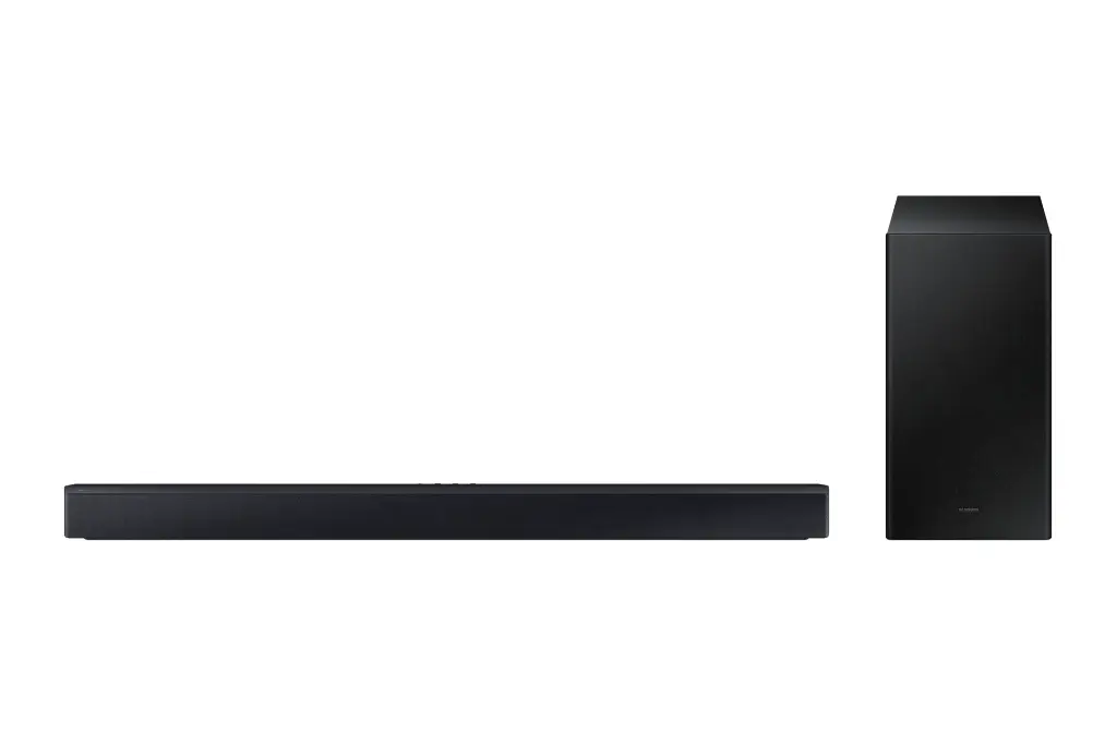 Barra de sonido Samsung, Subwoofer, 2.1 canales Conexión inalámbrica con el televisor, Experiencia de sonido envolvente, Potencia 300W, Garantia de 1 Año