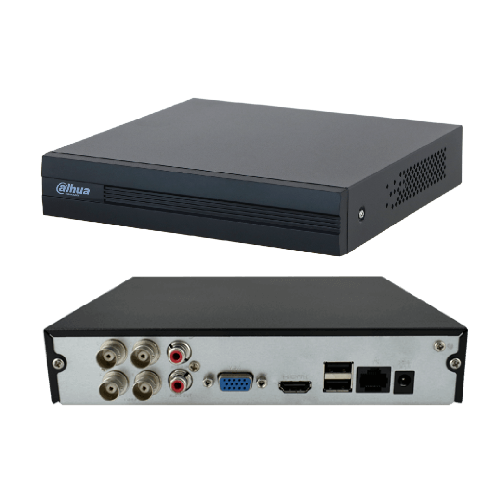 Grabador dahua XVR, 4 Canales, Hasta 6MP, H265+, 2 USB, 1 HDD, 1 HDMI, Hasta 6TB (Disco duro no incluido)