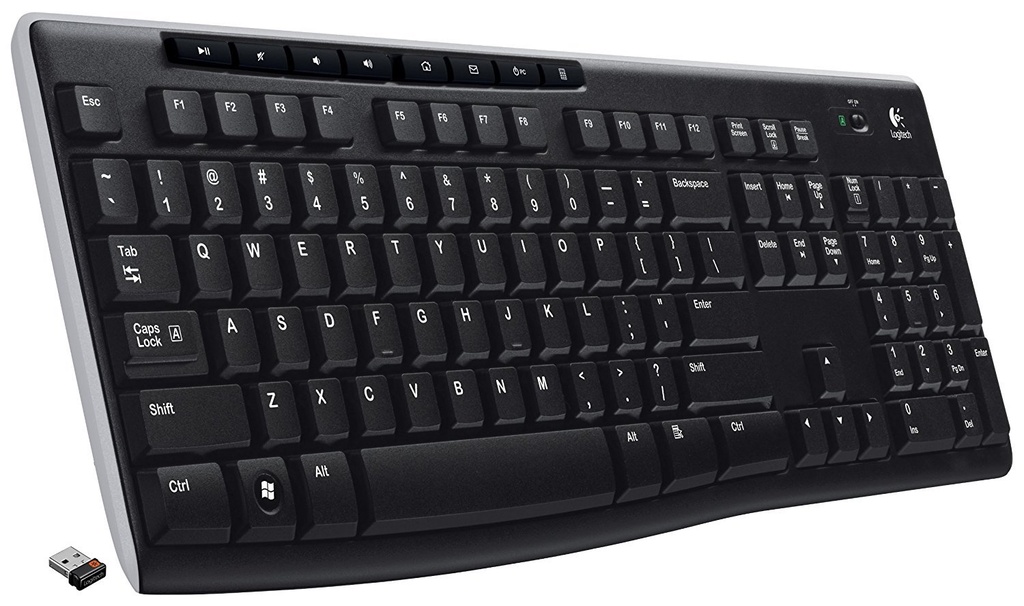 TECLADO K270 Logitech Español Inalámbrico Receptor USB Compatible Win-Unifying Antiderrames Letras No Se Borran Garantía 3Años-NEGRO