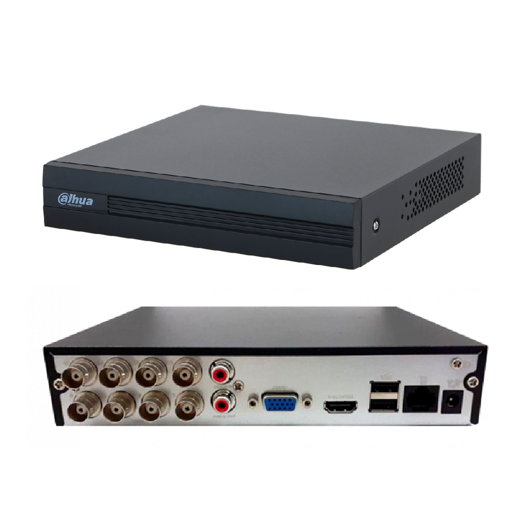 Grabador dahua XVR, 8 Canales, Hasta 6MP, H265+, 2 USB, 1 HDD, 1 HDMI, Hasta 6TB (Disco duro no incluido)