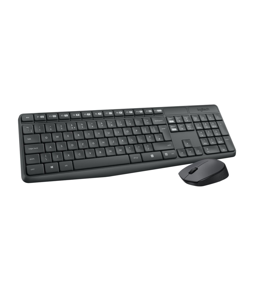 COMBO TECLADO/MOUSE MK235 Logitech Español Inalámbrico Receptor USB Compatible Win Antiderrames Letras No Se Borran Garantía 1Año-GRIS