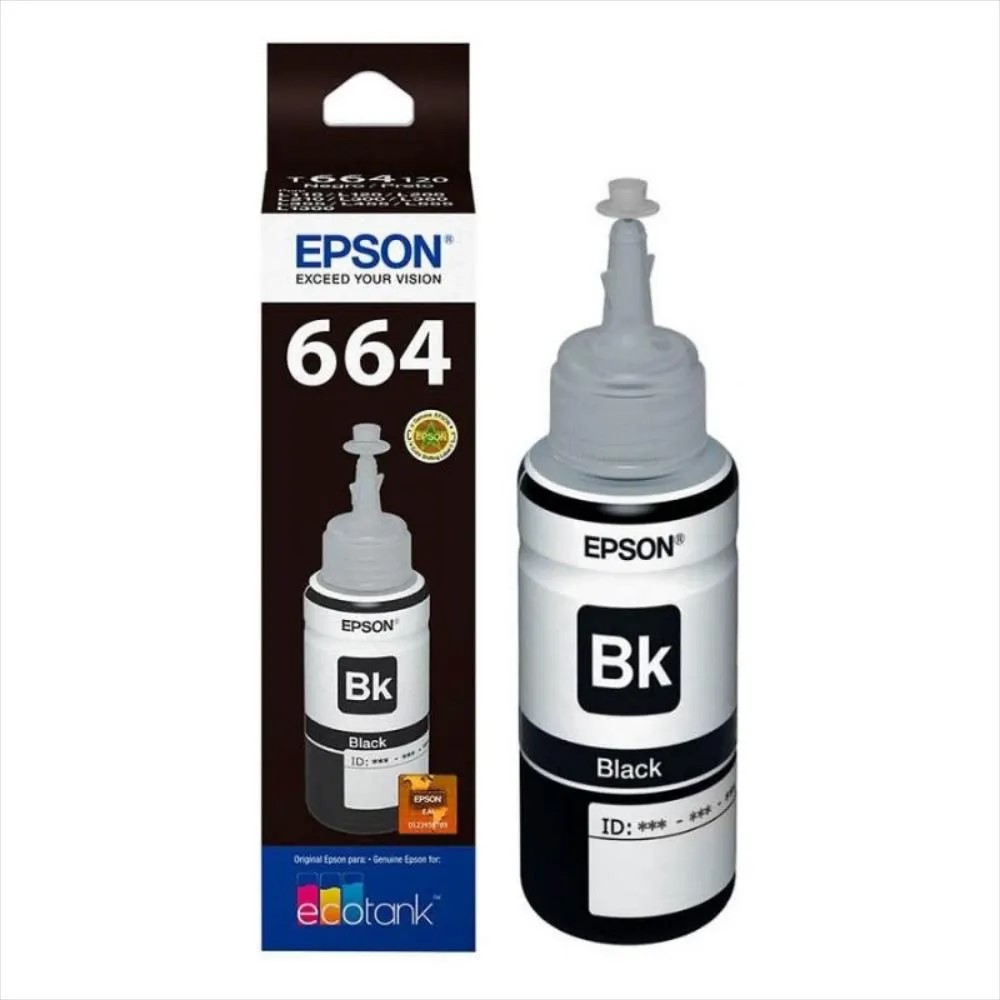 Botella Epson T664120 - Black IMPRESORA EPSON L200/210/350/355/555 (4.500 paginas)