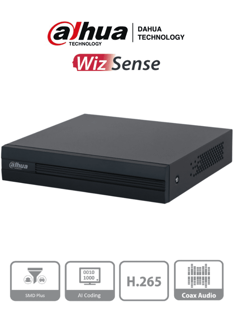 Grabador Dahua XVR, 8 Canales, Inteligencia Artificial, Penta-brid (CVBS/HDCVI/AHD/TVI/IP), H264+/H265+, Audio in/out. Hasta 6TB (Disco Duro No incluido)