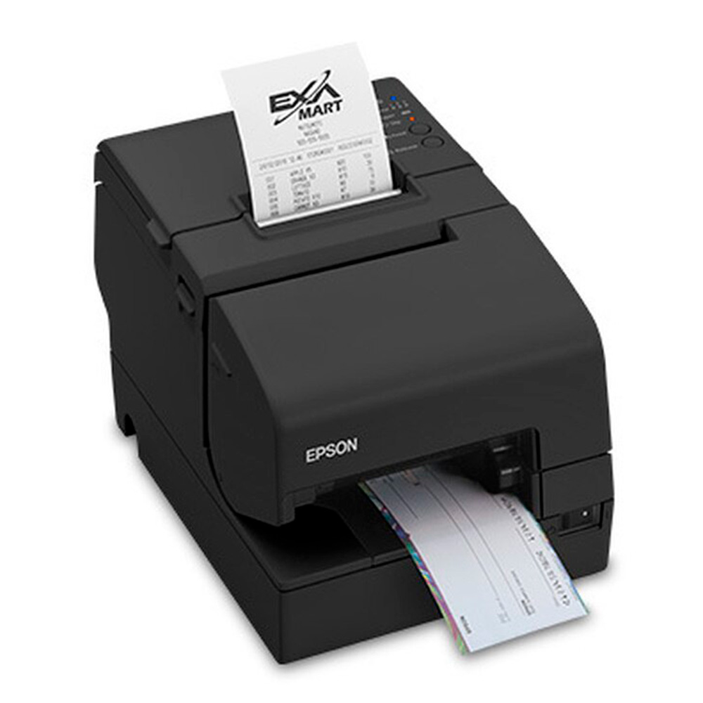 TM-H6000V-054 Impresora Epson Multiestación Híbrida (Recibo Térmico, Validación Matricial) Puertos: USB+Ethernet+Serial, Autocortador, Lector MICR, Ancho de impresión: 80mm, No incluye fuente (cotizar el SKU C825343), Impresión: Recibos térmico, Validación matricial (2 años de Garantía)