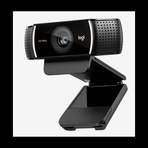 [960-001087] CAMARA WEB C922 PRO STREAM Logitech Gaming USB FULL HD 1080 Compatible Win-Mac 2 Micrófonos Incorporado Audio Estéreo Garantía 2Años-NEGRO