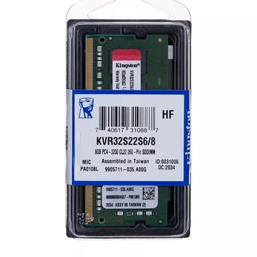 [KVR32S22S6/8] Memoria ram kingston para portatil  8GB DDR4 3200MHz