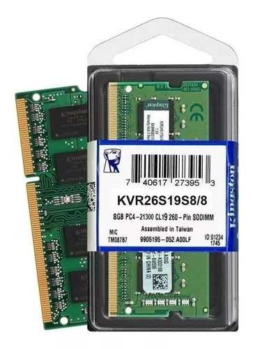 [KVR26S19S8/8] Memoria ram kingston para portatil 8GB DDR4 2666MHz