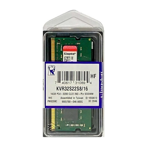 [KVR32S22S8/16] Memoria ram kingston para portatil  16GB DDR4 3200MHz
