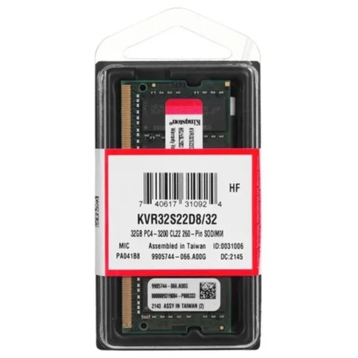 [KVR32S22D8/32] Memoria ram para portatil 32GB DDR4 3200MT/s