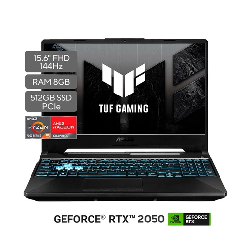 [90NR0JE7-M002W0_G] Portátil Gaming Asus Tuf/FA506NF-HN003W AMD Ryzen™ 5 7535HS/ NVIDIA® GeForce RTX™ 2050/8GB DDR5/512GB PCIe® 4.0 NVMe™ M.2 SSD/15.6 FHD/Windows 11 Home