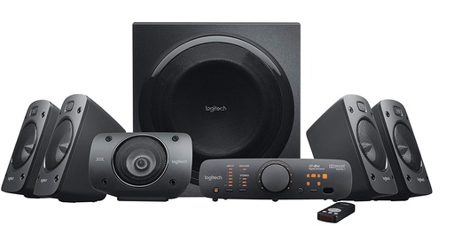 [980-000467] PARLANTE Z906 5.1 Logitech Potencia 500W Subwoofer 165W Plug 3.5mm/RCA Compatible PC-Cell-Tablet Control Remoto Garantía 2Años-NEGRO