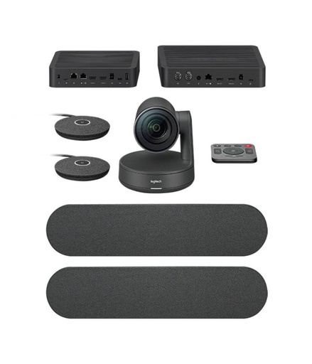 [960-001225] CAMARA RALLY PLUSS Logitech Corporativo USB 3.0 Ultra-HD Hasta 4K Compatible Win-Mac Display Hub X2 Parlante X2 Micrófono X2 Control Remoto Garantía 2Años-NEGRO