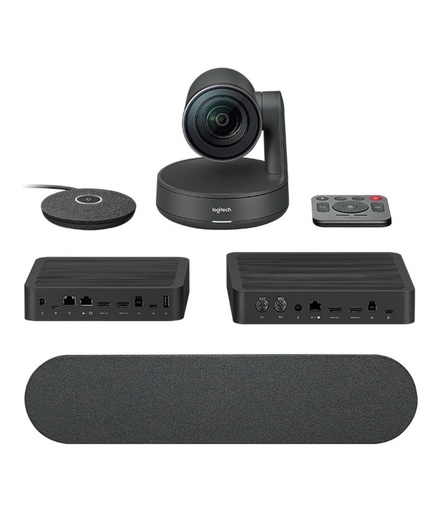 [960-001217] CAMARA RALLY Logitech Corporativo USB 3.0 Ultra-HD Hasta 4K Compatible Win-Mac Display Hub X1 Parlante X1 Micrófono X1 Control Remoto Garantía 2Años-NEGRO