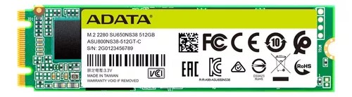 [ASU650NS38-512GT-C] UNIDAD SSD ADATA M.2 SATA 2 RANURAS MODELO SU650NS38 - 512GB