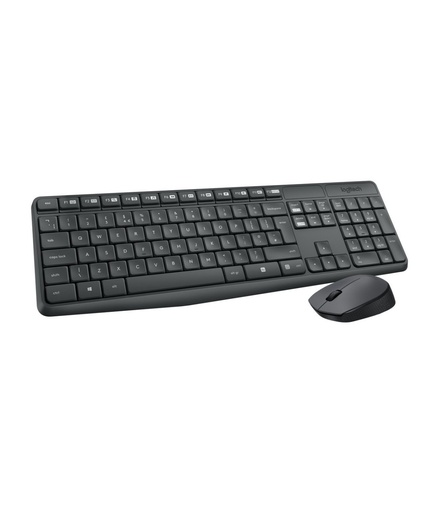 [920-007901] COMBO TECLADO/MOUSE MK235 Logitech Español Inalámbrico Receptor USB Compatible Win Antiderrames Letras No Se Borran Garantía 1Año-GRIS