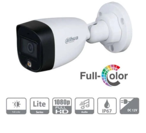 [DH-HAC-B1A29N-2.8MM] Cámara Dahua  Bala  FULL COLOR  , 2 MP, Lente fijo 2,8mm, 4en1 (CVI/TVI/AHD/CVBS), DWDR, Smart IR20m, Plástica,  IP67 12VDC.