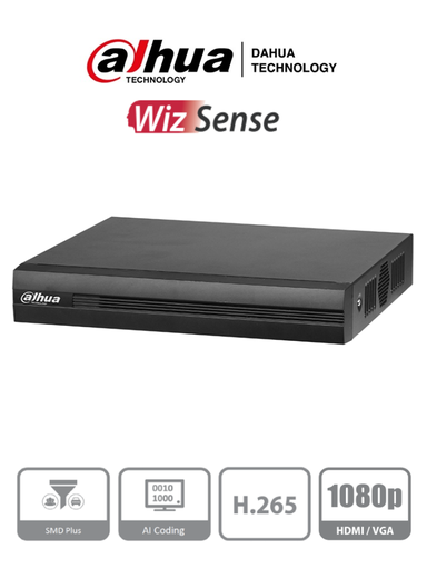 [DH-XVR1B16-I] Grabador Dahua XVR, 16 Canales, Penta-brid (CVBS/HDCVI/AHD/TVI/IP), H264+/H265+, Audio in/out. Hasta 6TB (Disco duro no incluido)